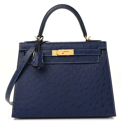 Deep Midnight Navy Dotted Embossed Sharp Lined Trapezoid Handbag With Pale Contrast Stitching And Luminous Golden Twist Lock Hardware Shoulder Bag
