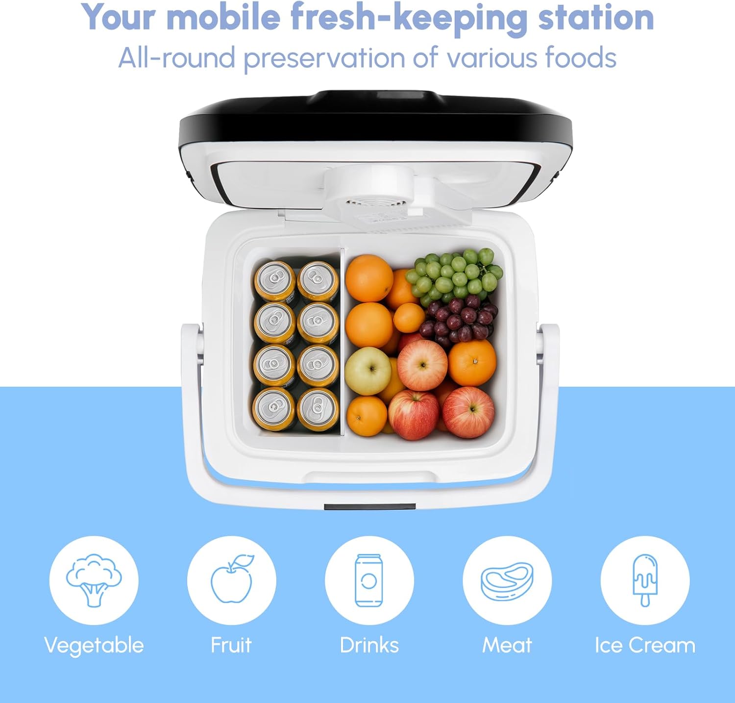 Portable RV Refrigerator 28 Qt(26L) Electric Cooler and Warmer 12V Mini Fridge for Car Camping, Fishing, Work Beach Picnic