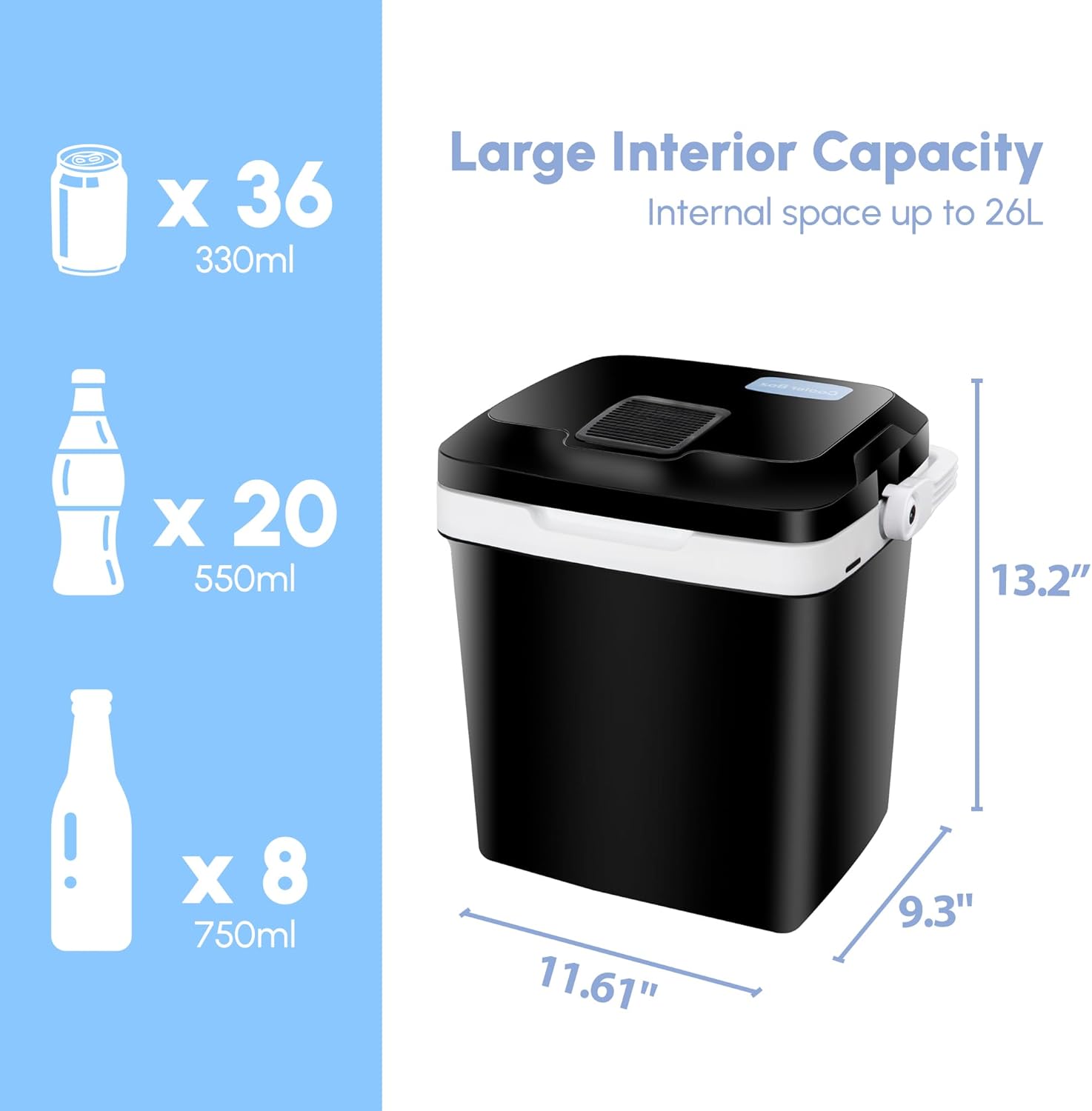 Portable RV Refrigerator 28 Qt(26L) Electric Cooler and Warmer 12V Mini Fridge for Car Camping, Fishing, Work Beach Picnic