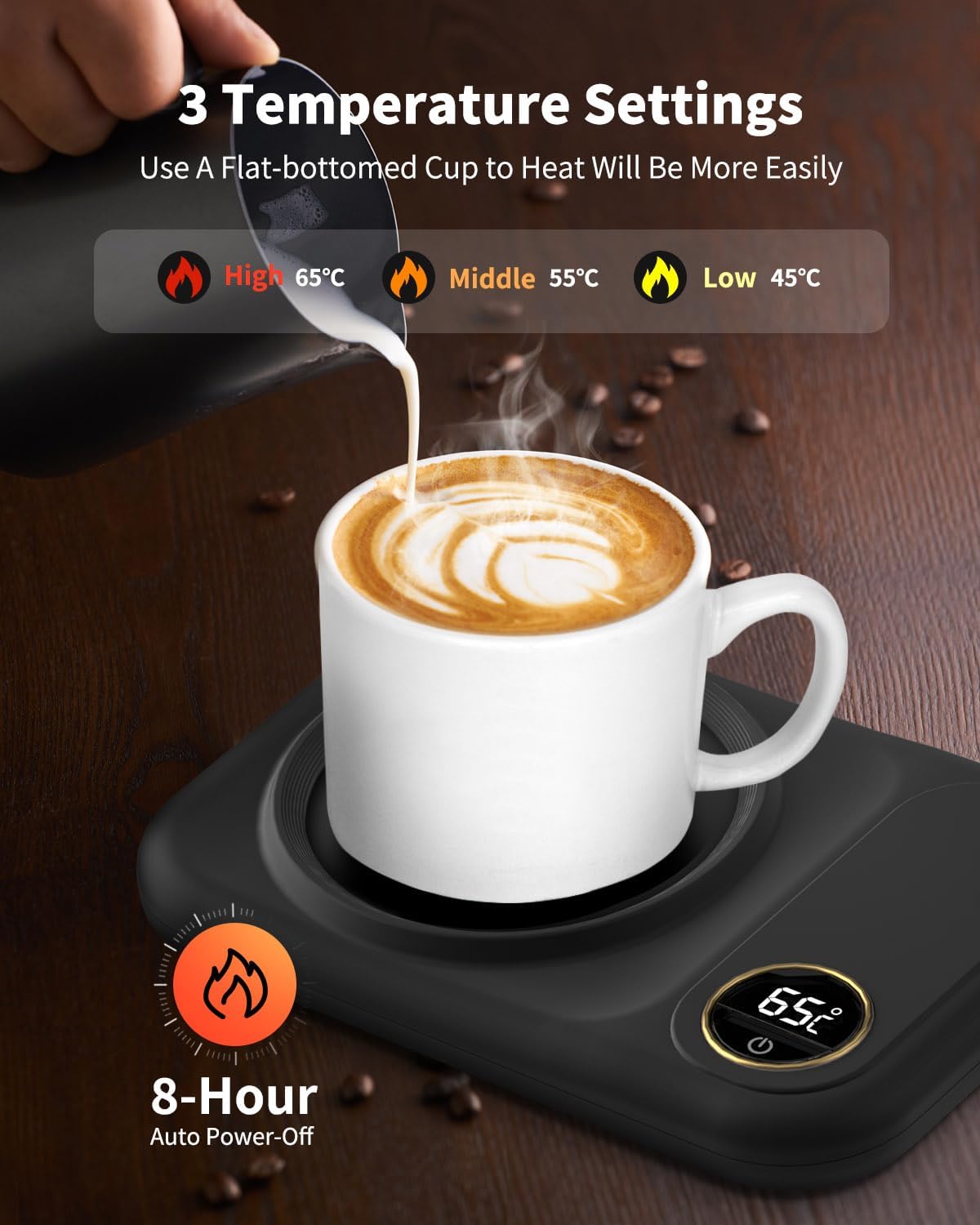 Elektrische koffiewarmer, koffiekop, warmhoudend, 3 temperatuurniveaus