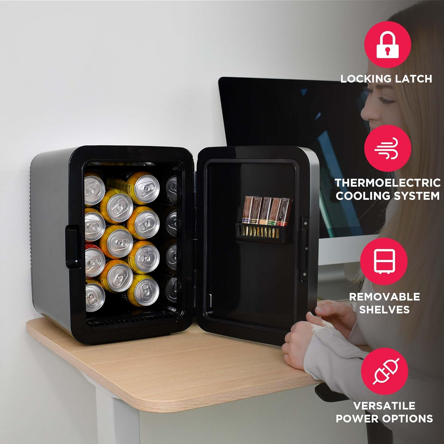 Portable 10L, 15-can Mini Fridge Brushed Stainless Rugged Refrigerator