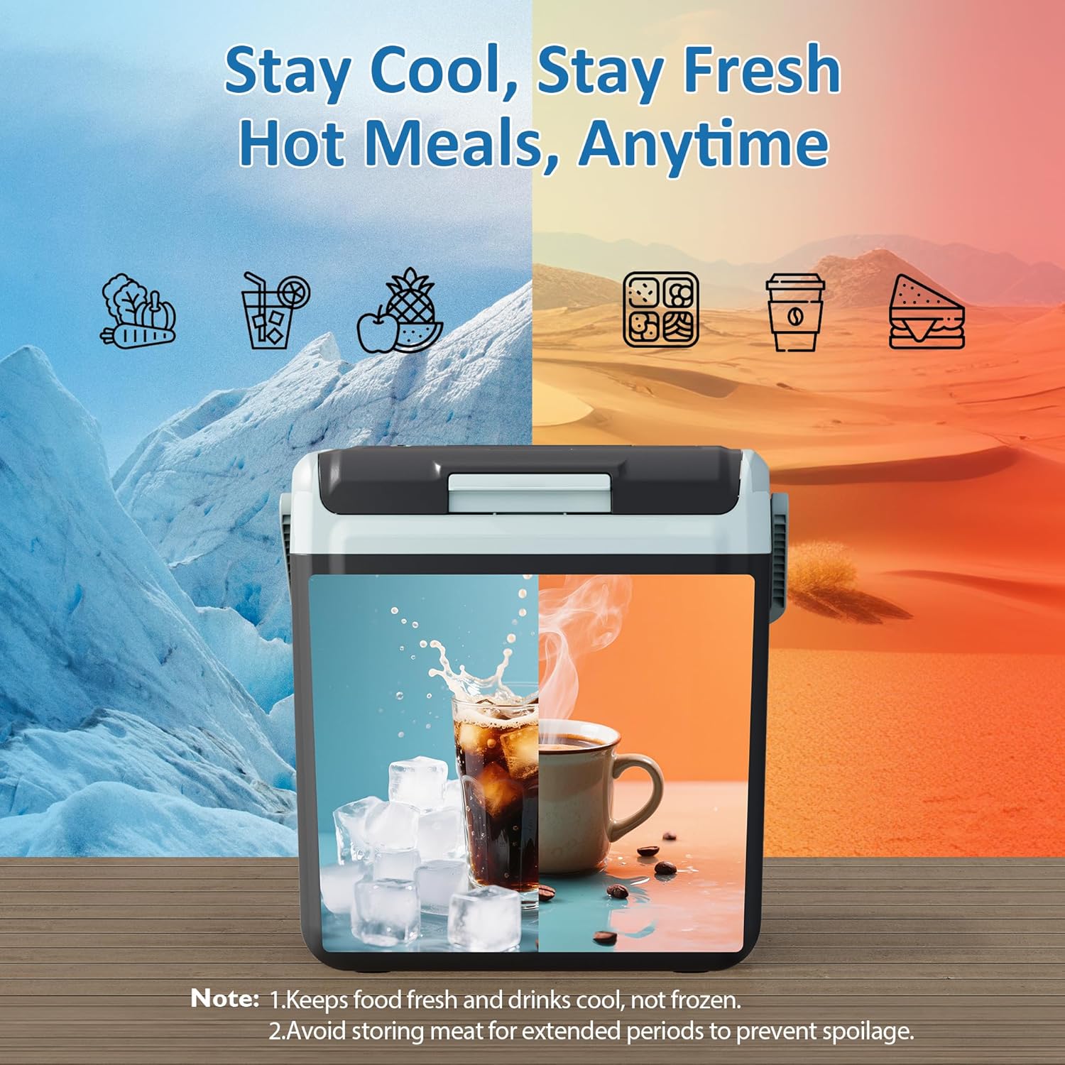 Portable Electric Cooler & Warmer with Handle – Dual Heating & Cooling Mini Thermoelectric Car Fridge for Vehicles