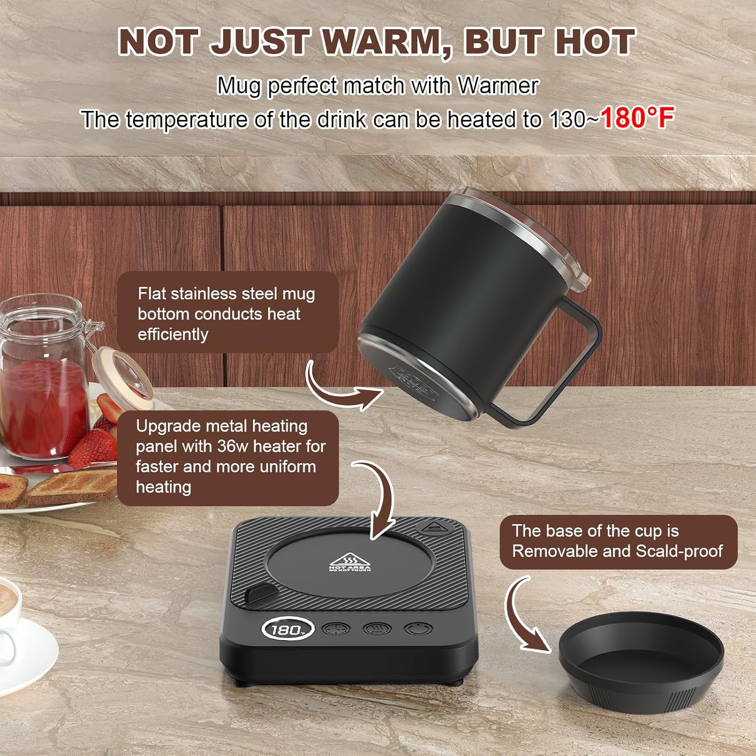 Coffee Mug Warmer & Mug Set for Desk, Smart Coffee Cup Warmer with 16oz Heated Mug